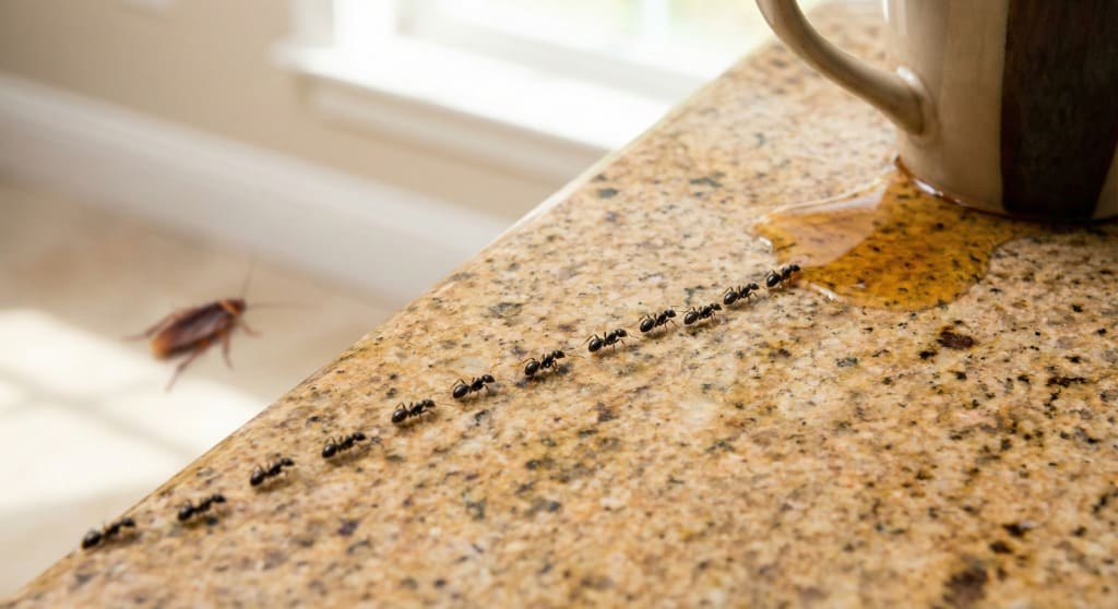 Ant control treatment in a kitchen