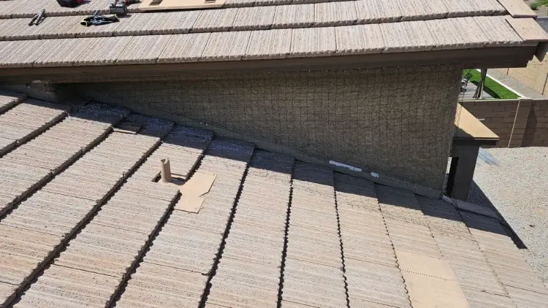 Pigeon nest blocking a gutter, highlighting the need for wildlife control.