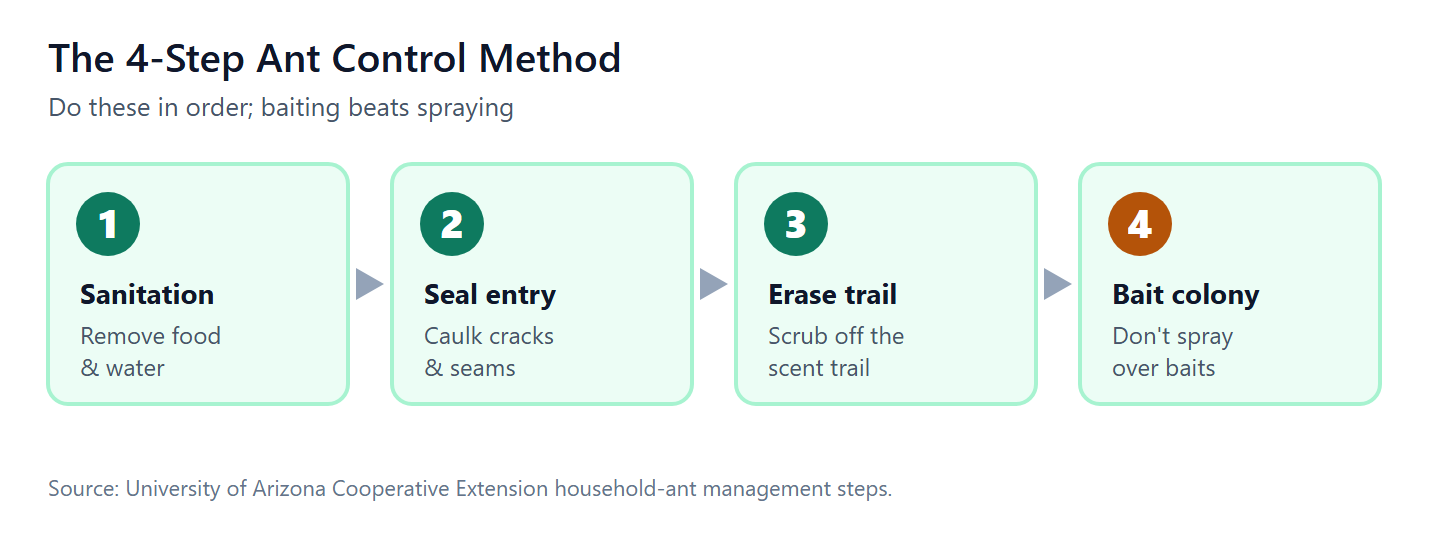 chart showing ant control steps