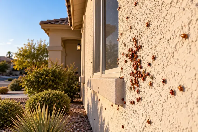 Asian beetles clustered on the wall of a residential home in Surprise AZ